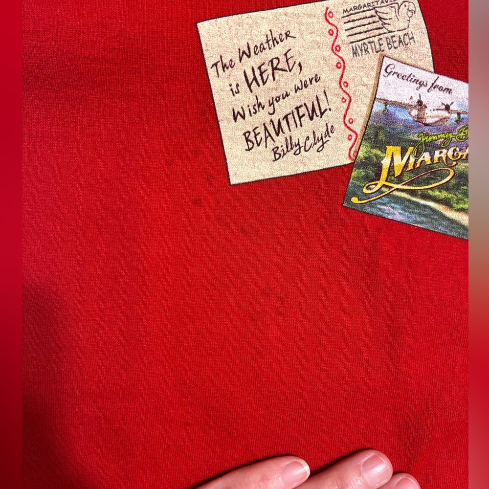 2002 Margaritaville Myrtle Beach Front & Back Graphic Tee Y2K Vintage Red Mens M - Picture 9 of 11